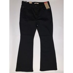 NEW Levis 726 Flare Stellar Stretch Black Jeans Women 33x30 High Rise Slim Pants